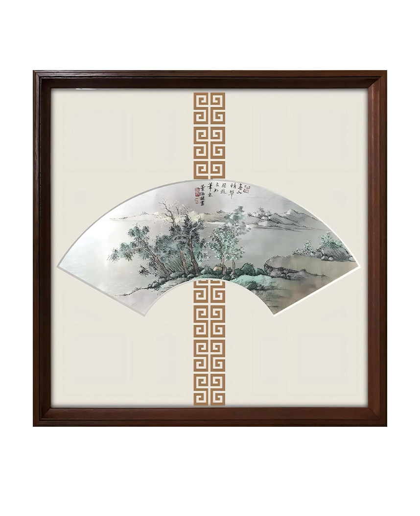 Dong Haochun Mountain Clear Green Picture Fan1